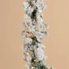 10ft Flocked Furry Pine Garland W/lights White/green