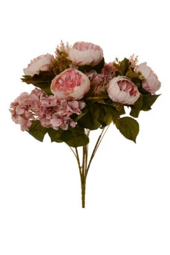 23" Silk Peony Hydrangea Bush Pink