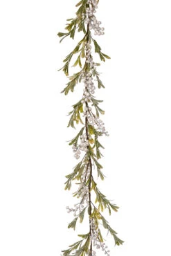 6ft Mistletoe & Berry Garland Cream