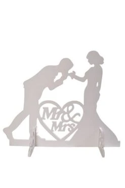 19" Carved Wooden Weeding Deco White