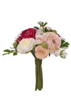 9" Ranunculus Bouquet Pink/White
