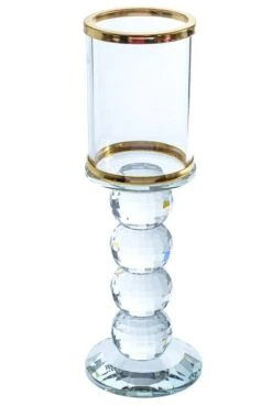 9.25" Crystal Single Candle Holder Gold