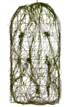 32" Wired Form Moss Twig Arched Plaque Green
