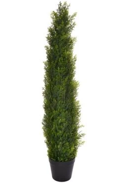 36" Potted Cypress Cone Topiary Two Tone Green