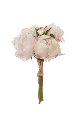 14" Silk Peony Bouquet Cream/cerise
