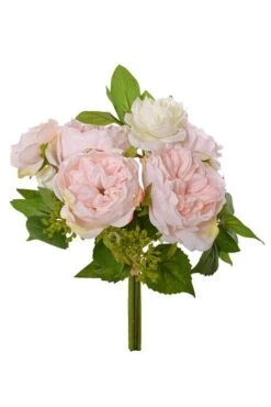 11" Peony/Sedum Bouquet Pink/White