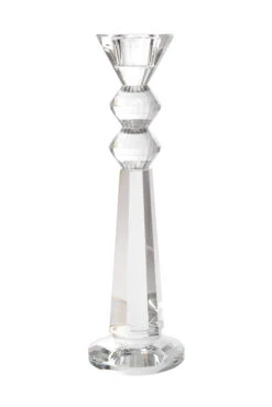 12" Crystal Single Candle Holder Clear