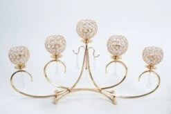 11" 5-light Candle Holder W/crystal Gold