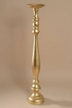 6" X 35" Aluminum Candle Holder Gold