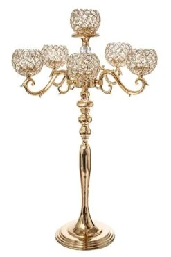 32" Metal 5-glite Candelabrum Gold