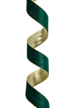 2.5" X 50Yds Wired Delmore Ribbon Emerald/Gold
