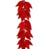 48" Glitter Weined Velvet Leaf Garland Red