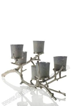 14.5" X 13.5" Metal Wildwood Candle Holder (Silver)