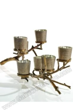 14.5" X 13.5" Metal Wildwood Candle Holder (Gold)
