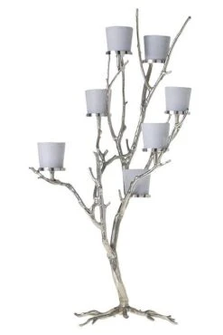 25.25" X 19" X 44" Metal Wildwood Candle Holder Silver