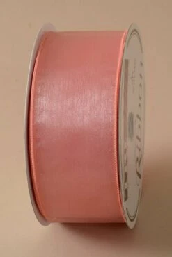 2.5" X 50yds Wired Sheer Chiffon Ribbon Peach #40