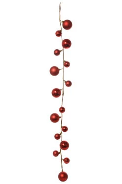 40" Mixed Plastic Ball Ornament Garland Red