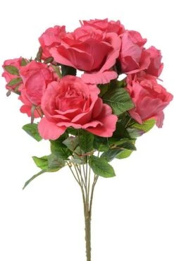 19" Silk Rose Bud Bush X10 Coral