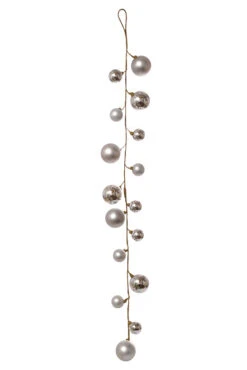 40" Mixed Plastic Ball Ornament Garland Silver
