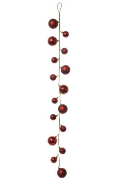 40" Mixed Plastic Ball Ornament Garland Burgundy