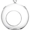 7.5" Hanging Candle Holder Round Glass Clear