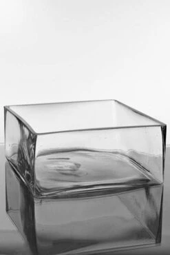 9" X 9" X 4" Square Glass Vase Clear