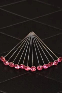 8.5mm Rhinestone Pin Pink Pkg/12