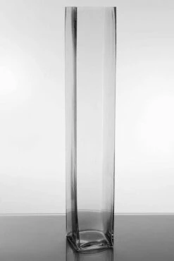 4" X 4" X 24" Square Glass Vase Clear