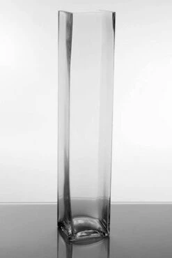 4" X 4" X 20" Square Glass Vase Clear
