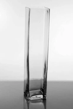 4" X 4" X 18" Square Glass Vase Clear