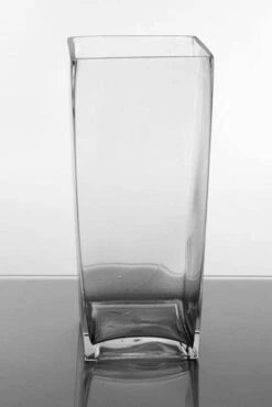 5" X 6" X 14" Tapered Square Glass Vase Clear