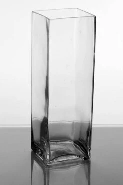 4" X 4" X 12" Rectangular Glass Vase Clear