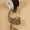 2.5" X 50yds Wired Sheer Spring Ribbon Brown #40