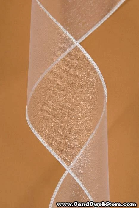 2.5" X 50yds Wired Sheer Spring Ribbon White #40 - Image 2