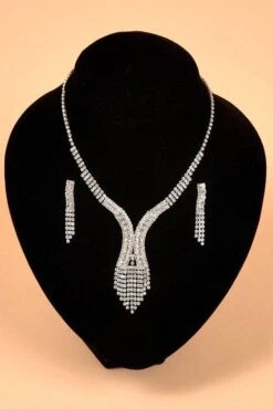 Fashion Jewelry Rhinestone Necklace And Earrings Set