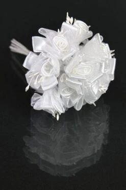 4" Satin Flower White Pkg/12