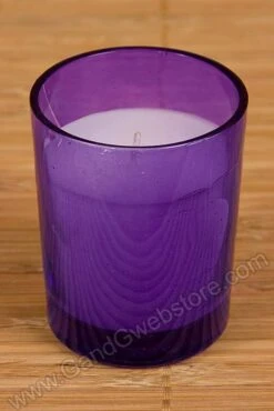 2.5" X 2" Votive Candle W/glass Purple Pkg/25