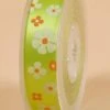 7/8" X 25yds Single Face Satin W/printed Flowers Apple Green #550