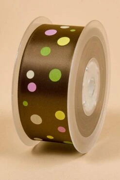 1-1/2" X 25yds Single Face Satin W/printed Dots Turftan #847