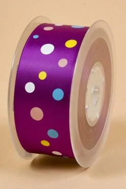 1-1/2" X 25yds Single Face Satin W/printed Dots Ultra Violet #467