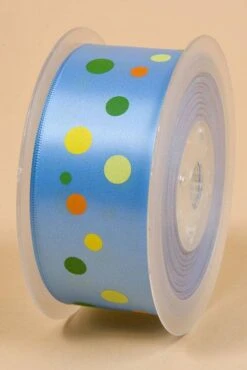 1-1/2" X 25yds Single Face Satin W/printed Dots Copen #335