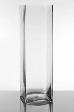 6" X 6" X 20" Square Glass Vase Clear
