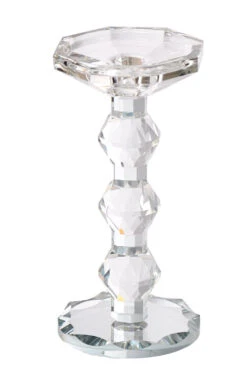 8" Crystal Single Candle Holder Clear