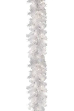 12" X 9ft Pine Garland W/100 Lights Clear White