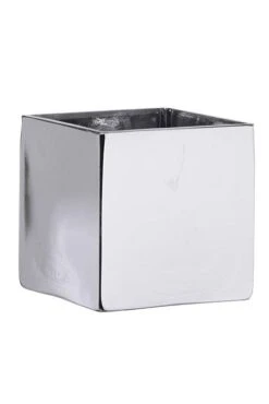 6" X 5.80" Square Glass Vase Silver