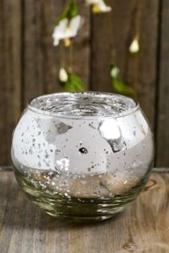 2" X 2.5" Mercury Candle Holder Silver Pkg/6