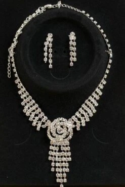 Rhinestone Crystal Jewelry Set Silver